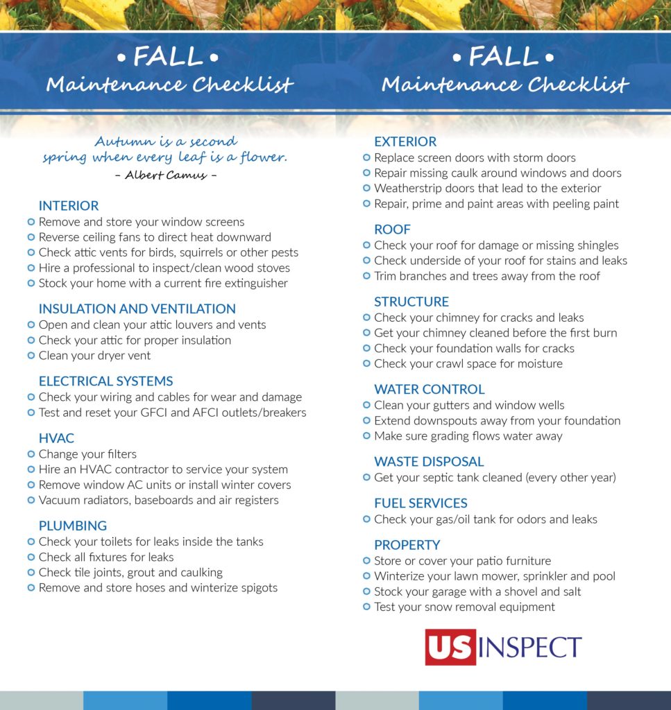 fall home maintenance checklist