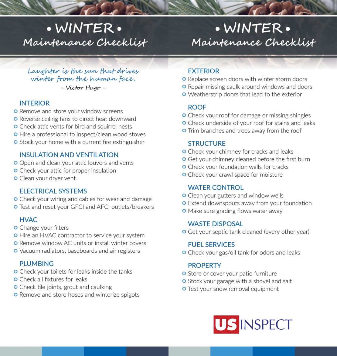 Home Winter Check Winter Home Maintenance - Home Inspections by US Inspect