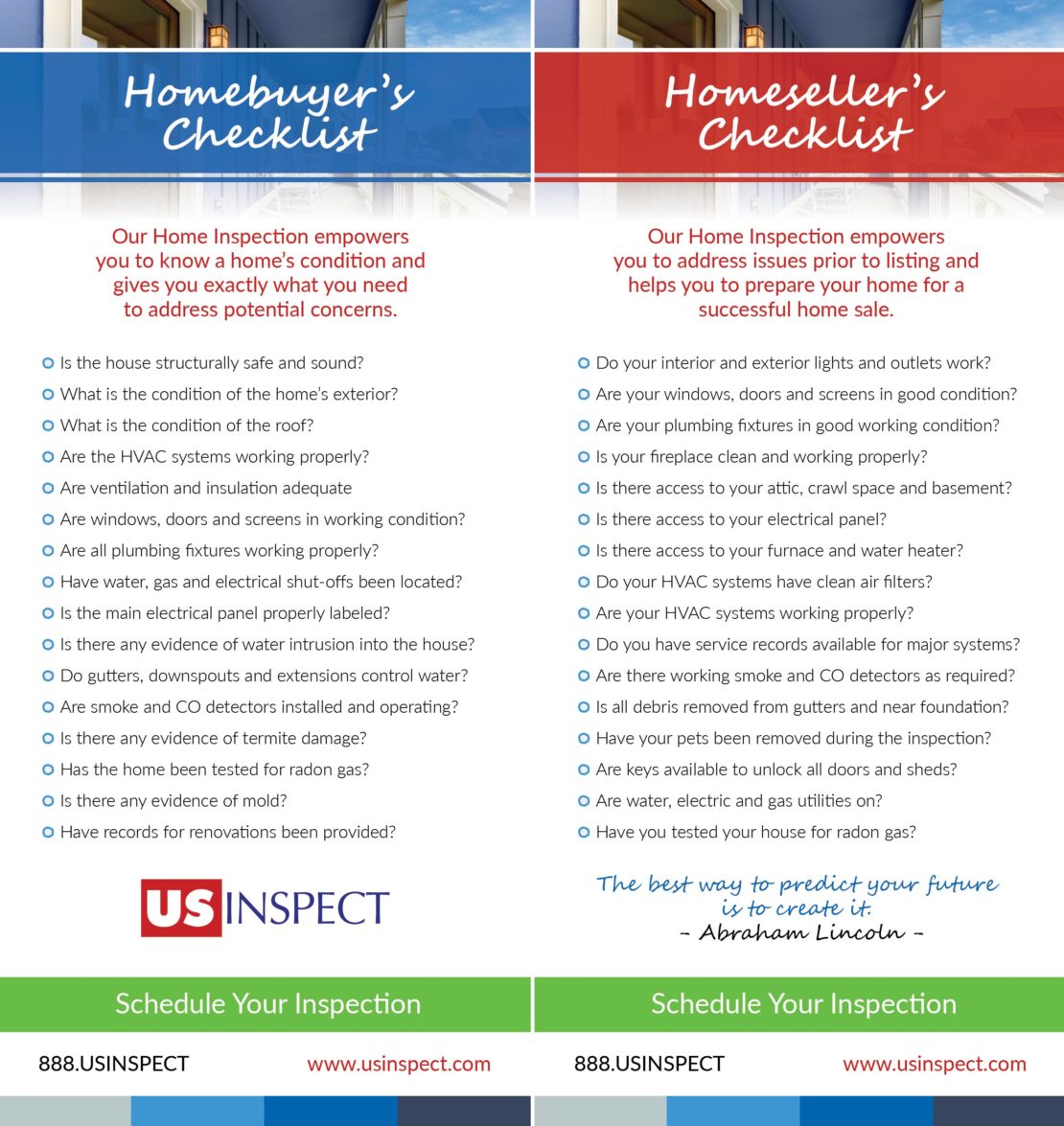Homebuyer/Homeseller Inspection Checklist - Home Inspections by US Inspect 